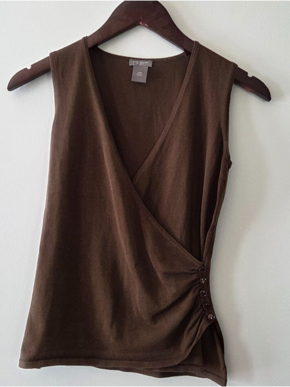 Brown Sleeveless Wrap Tank